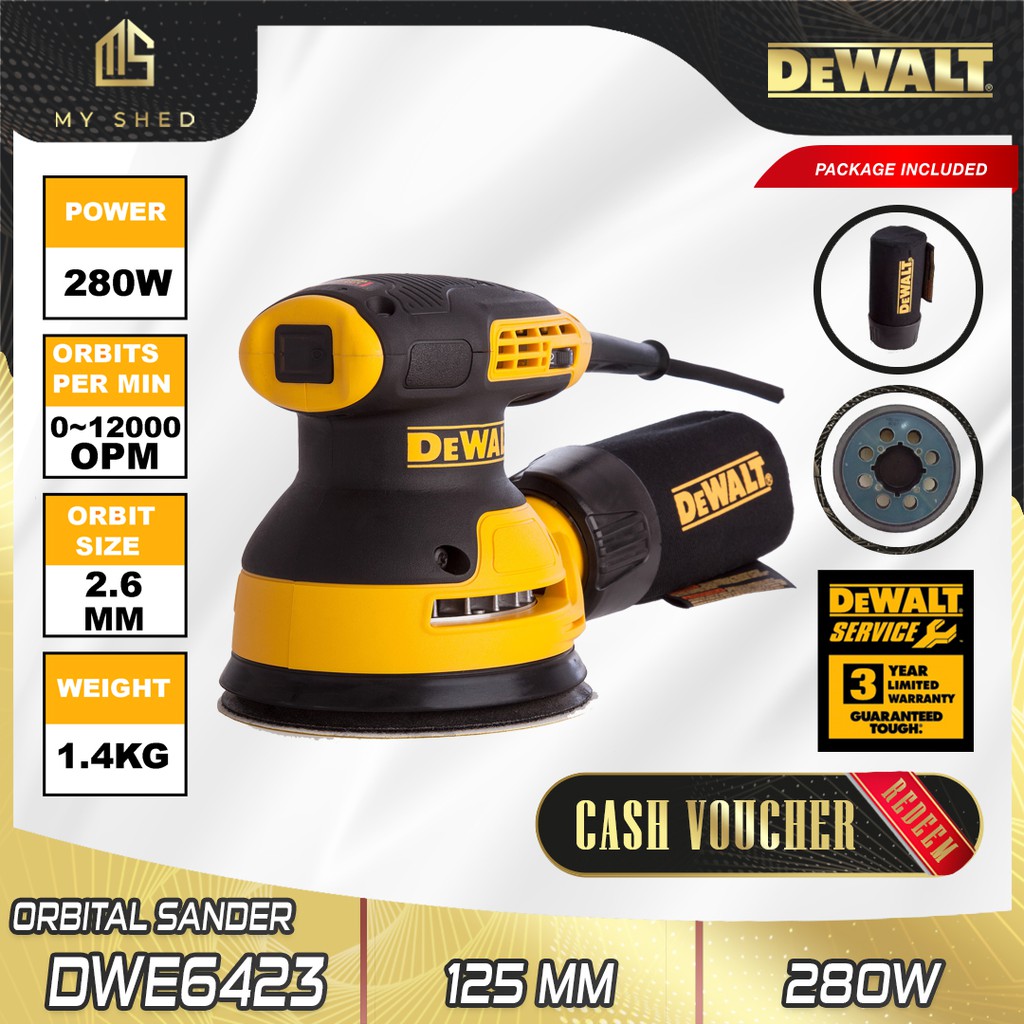 DEWALT DWE6423B1 280W 5 / 125mm Orbital Sander (DWE6423) Shopee Malaysia