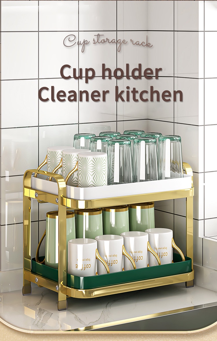 Mug Holder Rak Dapur Cup Holder Cup Storage Cup Rack Double-Layer Tea ...