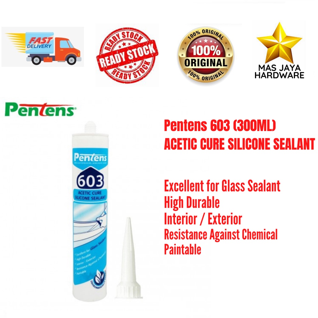 PENTENS 603 Acetic Cure Silicone Sealant Clear & White/ pengedap