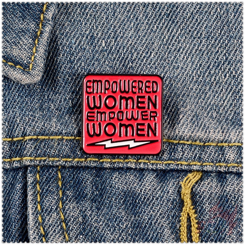 ★ Women Empower - Girl Power Feminism Square Alloy Brooches Pins ★ 1Pc Fashion Doodle Enamel Pins Backpack Button Badge Brooch