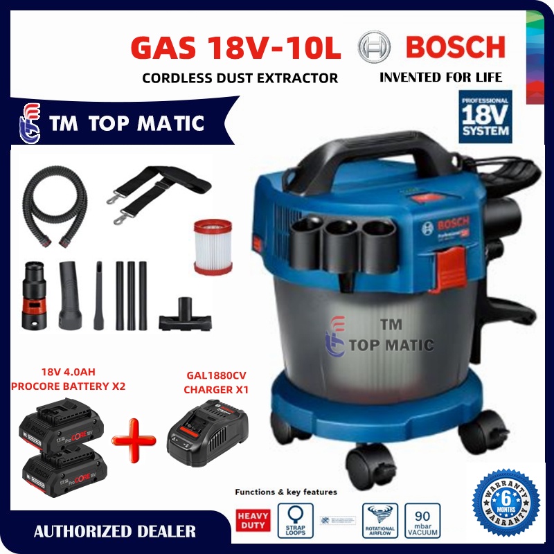 BOSCH GAS18V10L 18V Cordless Dust Extractor Wet / Dry Vacuum TM TOP
