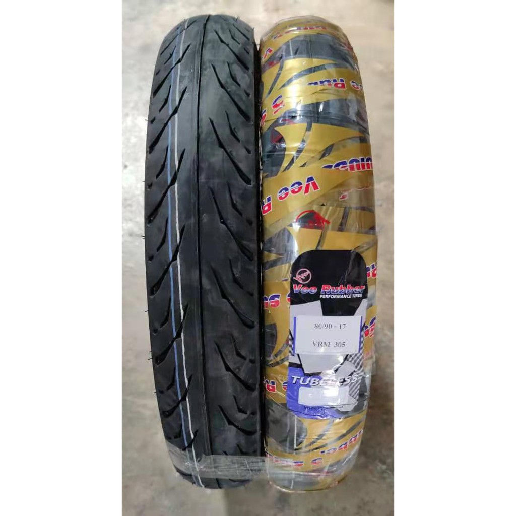 (TYRE 2023) TYRE MOTORCYCLE VEE RUBBER 80/90X17 (TUBELESS TYPE) (VRM305) (CL)