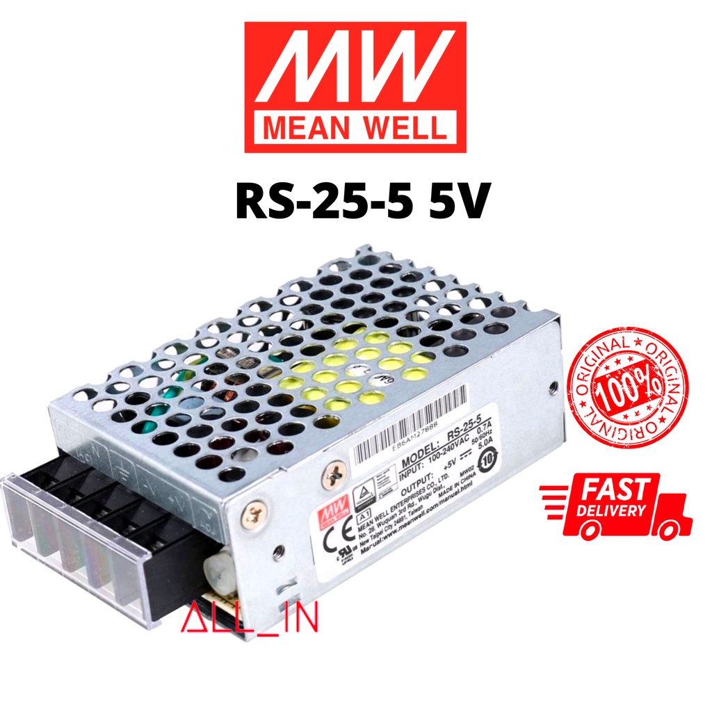 Details about   MEANWELL RS-25-5 5V 5A 25W Single output switching power supply NEW 