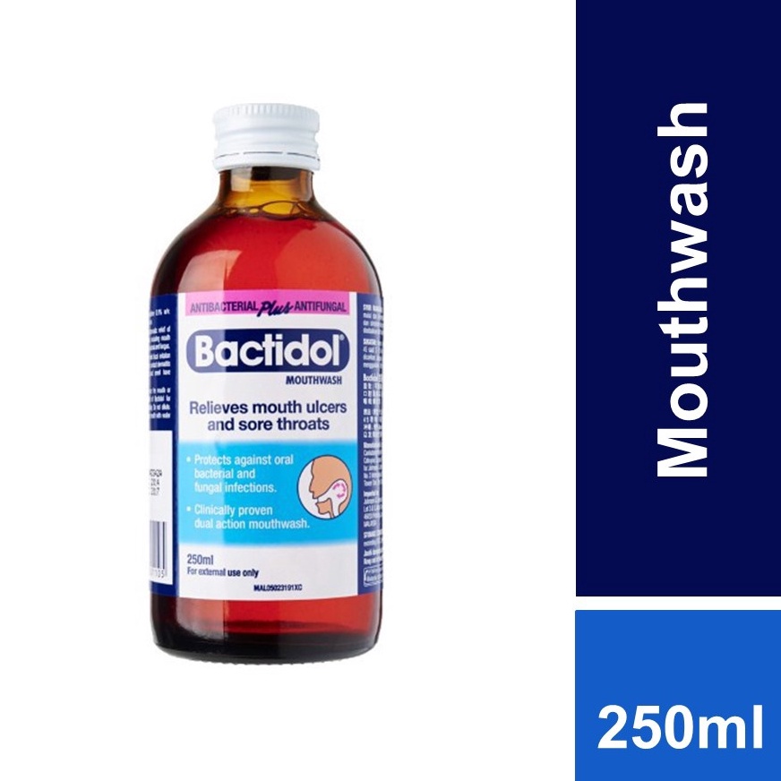 Bactidol Mouthwash Relieves Mouth Ulcers And Sore Throats 250ml Shopee Malaysia