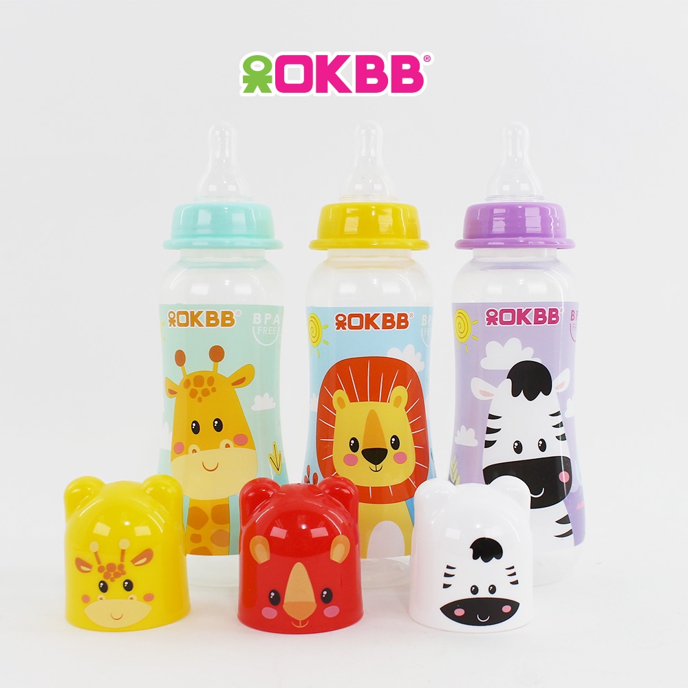 OKBB Twin Pack Baby Feeding Bottle Standard Neck Teats Feeding