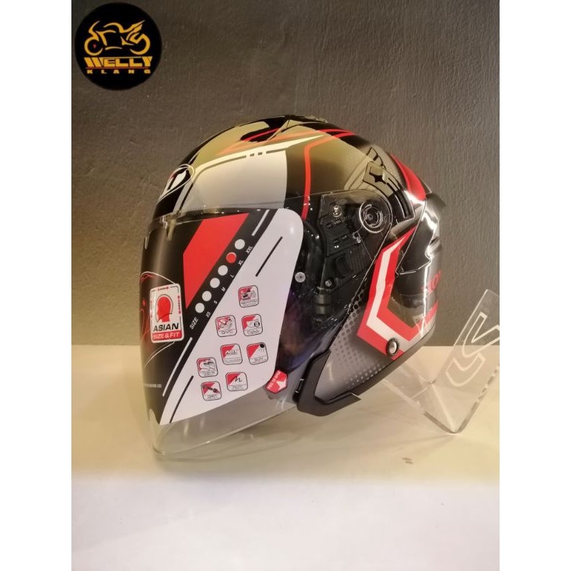 Kyt Helmet Casco Nfj Nf J Honda Red Demon Open Face Double Visor Shopee Malaysia