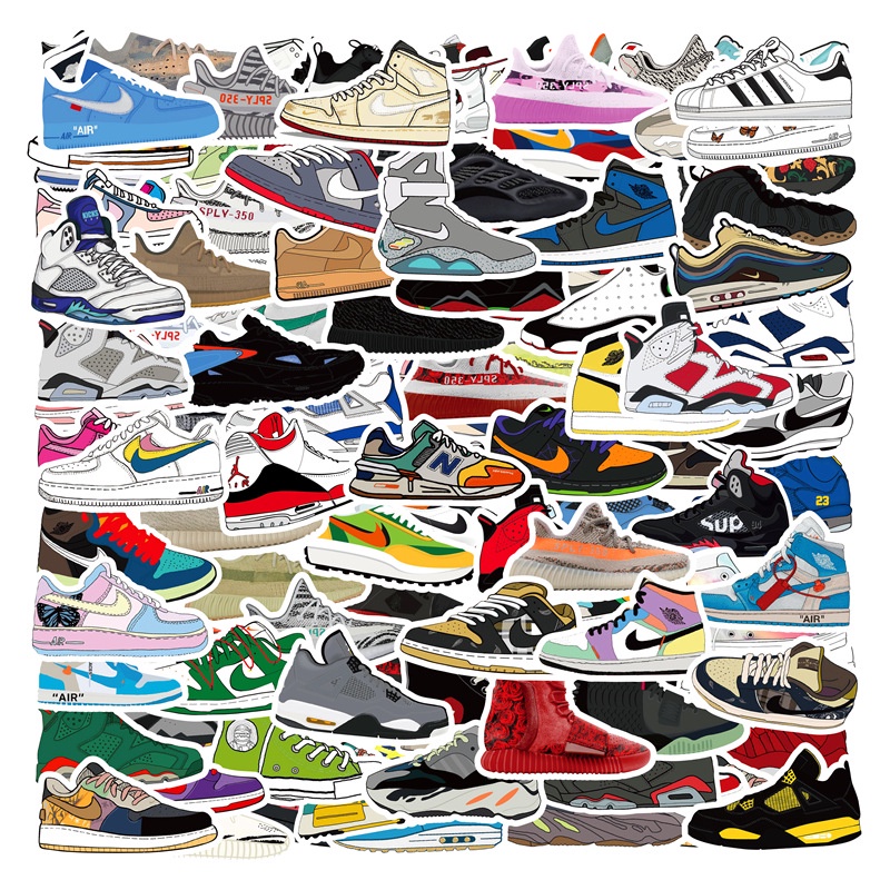 120pcs SHOES SNEAKER COLLECTION no repeat vinyl decal stickers bomb for ...