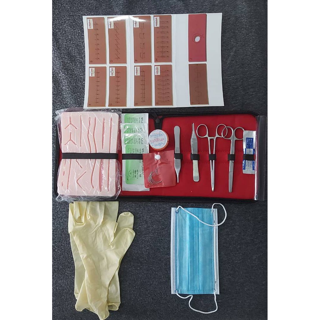 READY STOCK Surgical Suture Training Kit Skin Operate Practice Model Pad Needle Kit( FAST SHIPPING) Surgical Suture