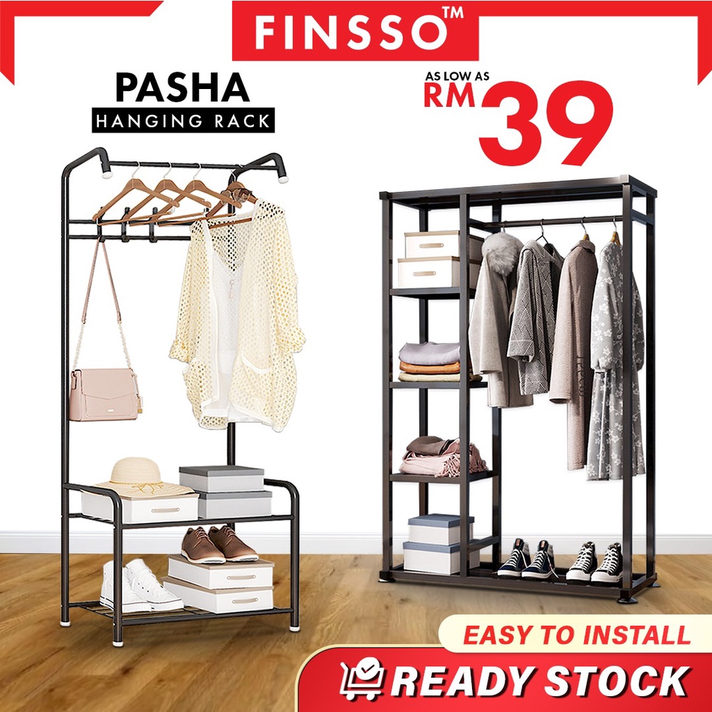 READY STOCK FINSSO: Pasha Wardrobe Cabinet/ Clothes Rack / Hanging Organizer / Baju Kabinet / Rak Baju