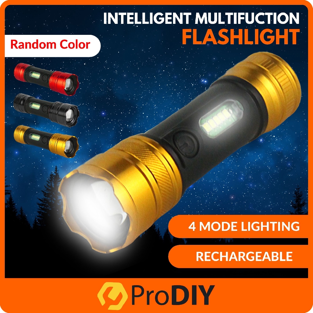 Intelligent Multifunction Flashlight Rechargeable LED Torch Light 4 Light Modes Outdoor Lampu Picit Suluh ( ZJ-901 )
