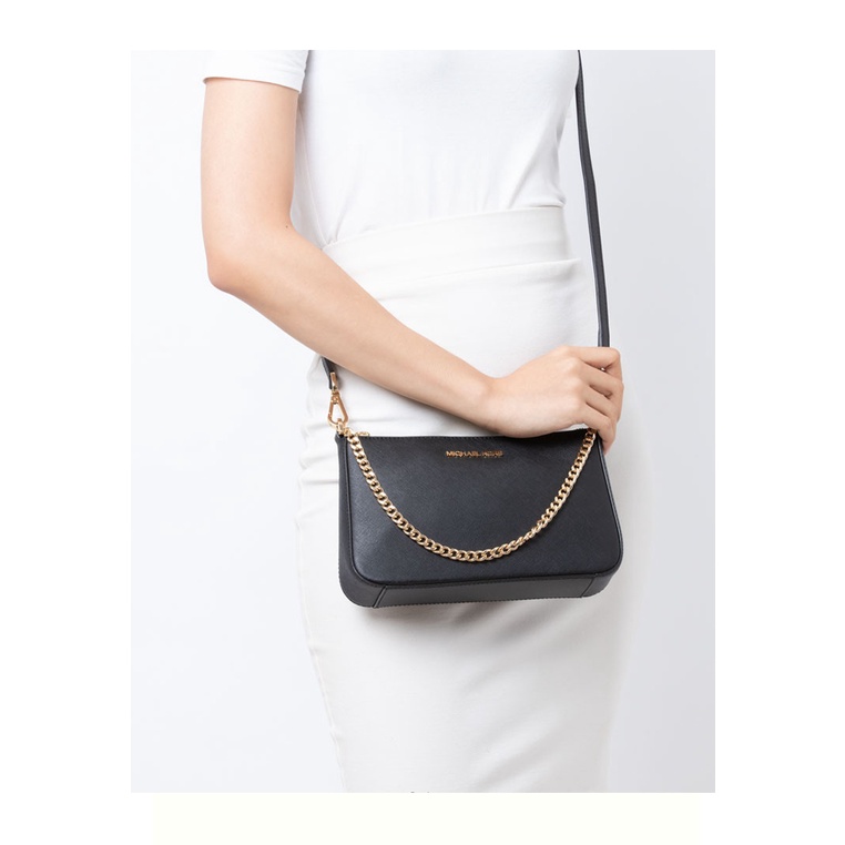 Michael Kors Jet Set Travel Medium Zip Pouchette - Black | Shopee Malaysia