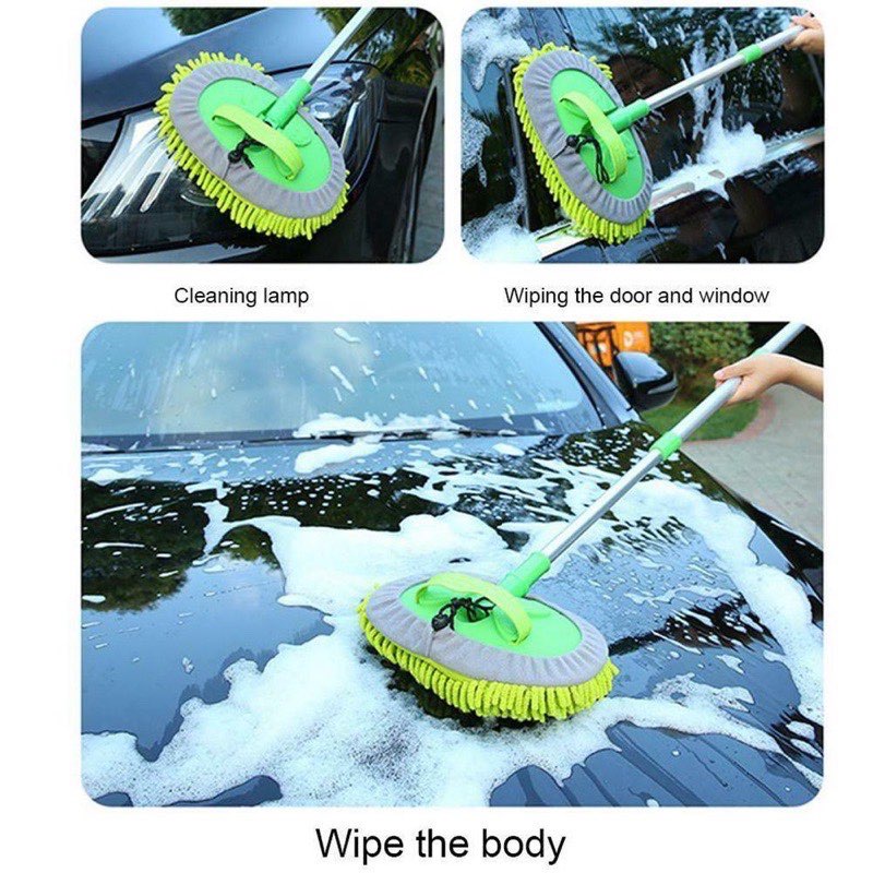 Microfibre Cash Wash Washing Elastic Rotation Adjustable Extendable Long Mop Car Care Multi Function Window Tyre