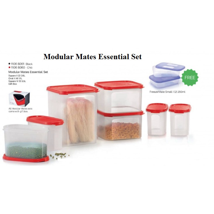 Tupperware Modular Mates Essential Set (Red) (Set of 7) 2.6L / 1.1L / 5.5L