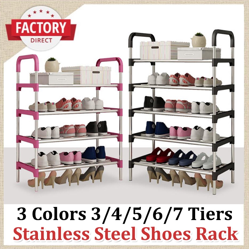 Stainless Steel 3 4 5 6 7 Tiers Shoes Rack Metal Standing Shoe Rack Shoes Storage Shelf Diy Shoes Storage Home Organizer Accessories Shopee Malaysia