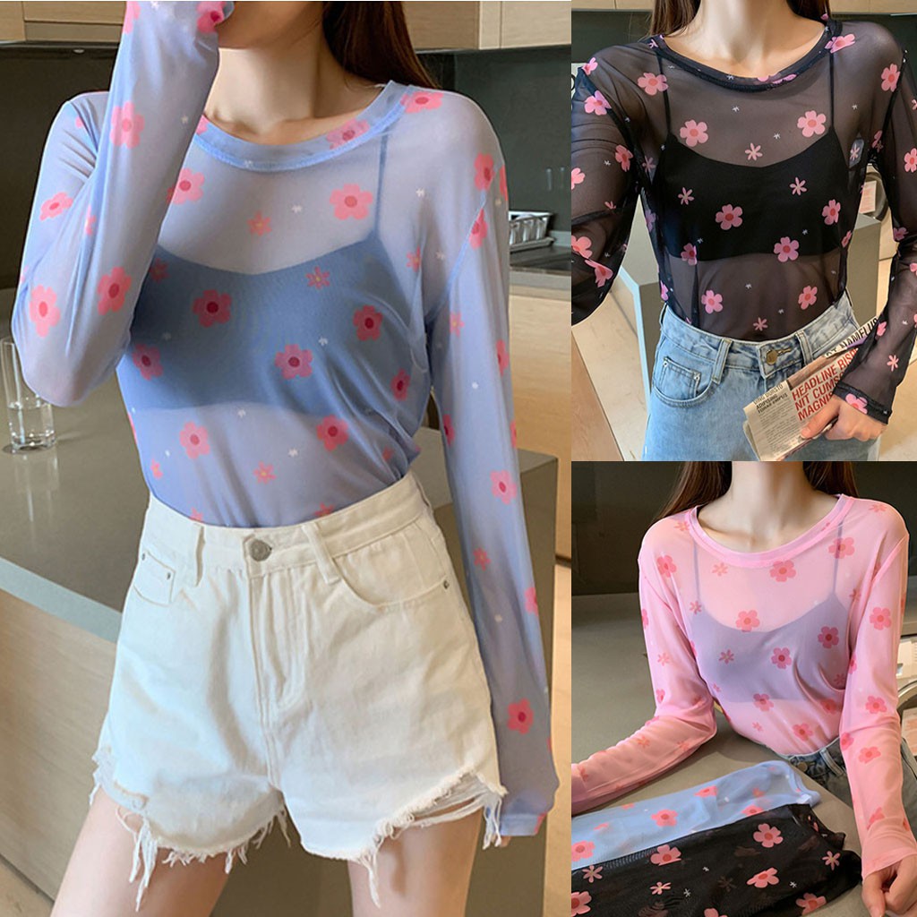 girls in mesh shirts