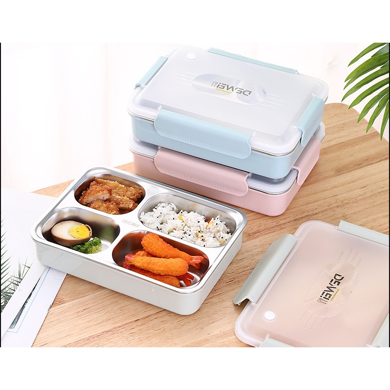 304 stainless steel multi-divided lunch box with lid heat preservation
