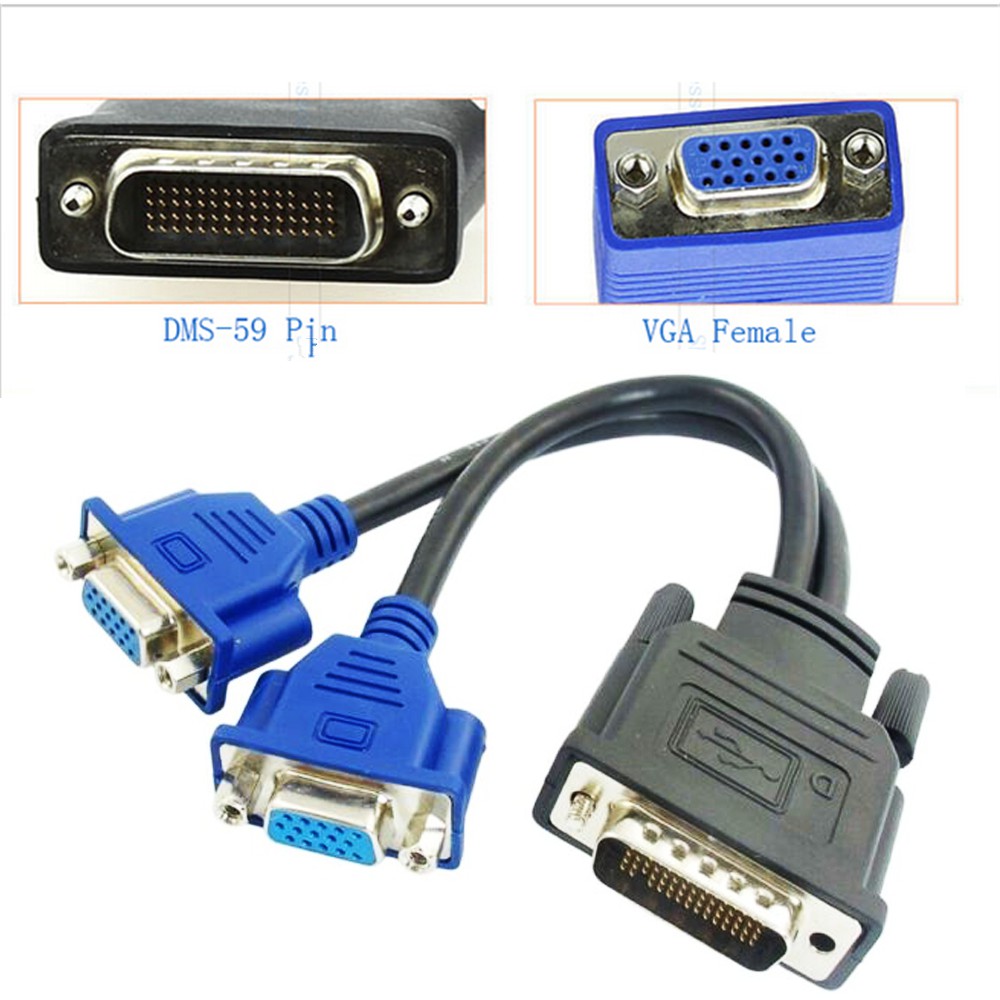 Original DELL DMS59 TO DUAL VGA Y SPLITTER ADAPTER CABLE DUAL MONITOR
