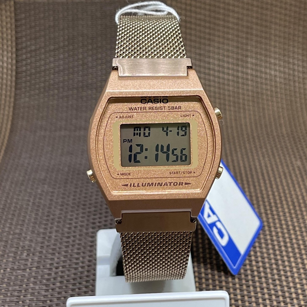 Casio B640WMR-5A Vintage Rose Gold Stainless Steel Mesh Band Digital Watch