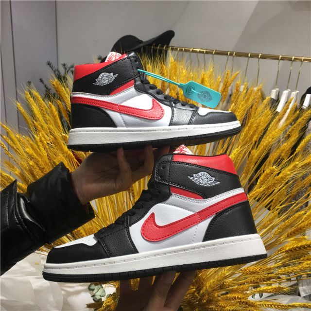 air jordan 1 black and white with red swoosh