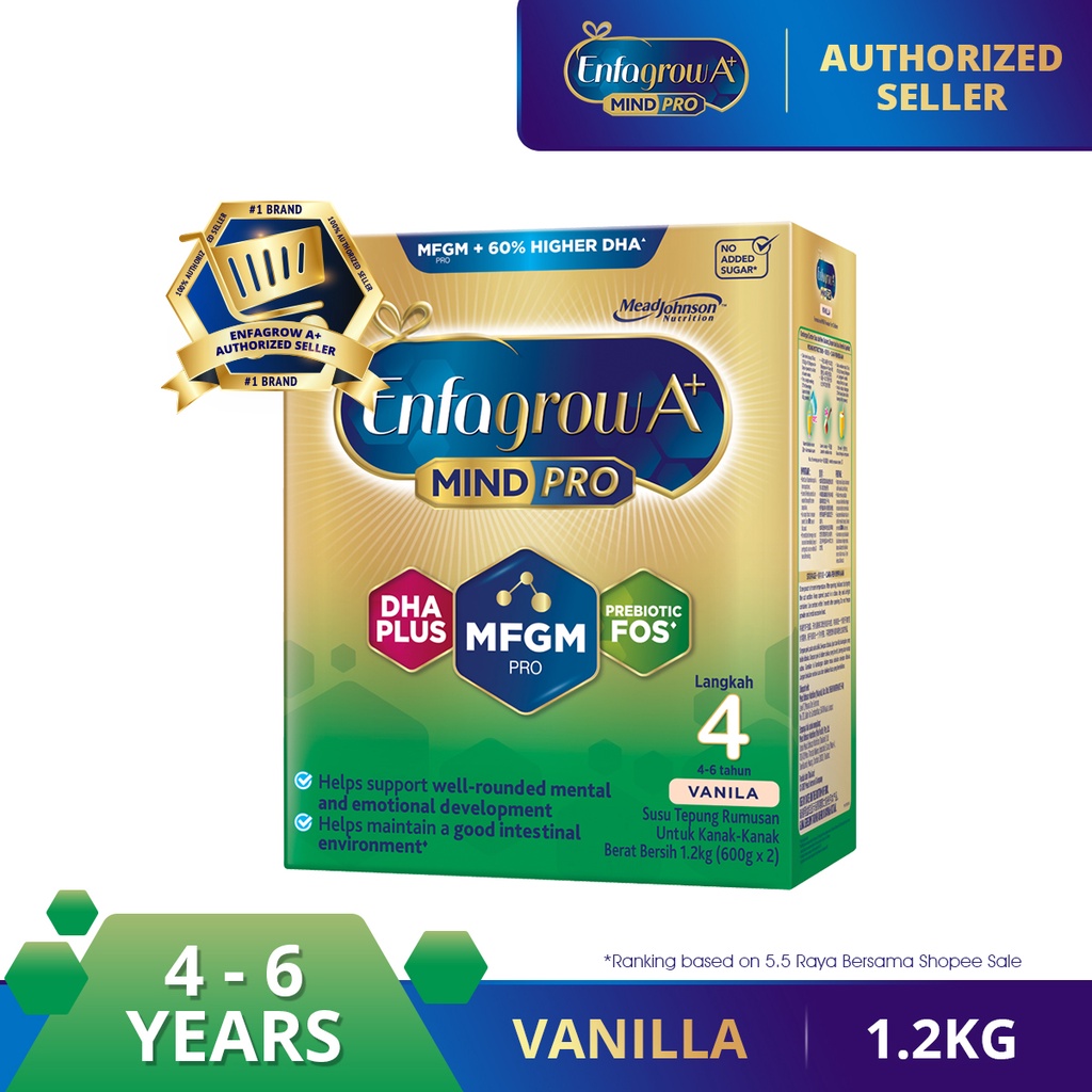 Enfagrow A+ MindPro 2'-FL Step 4 (Original / Vanilla) - 1.2kg (Milk Formula Powder) Exp 06/2022