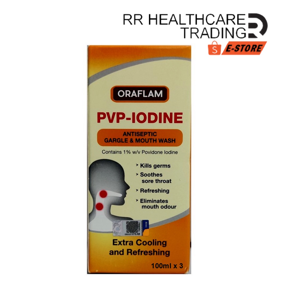 Oraflam Antiseptic Gargle And Mouthwash 300ml (PVP IODINE same as