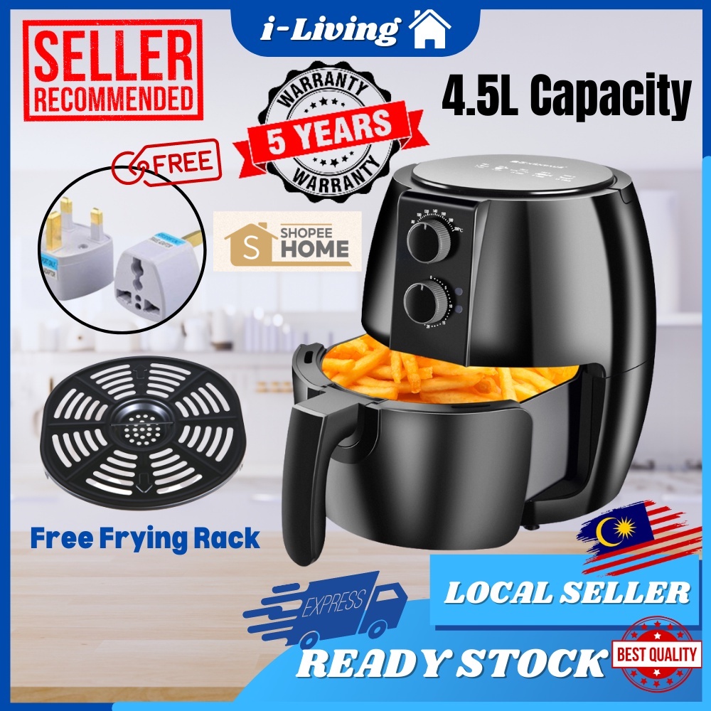 i-Living Yilizoma Style Air Fryer- Automatic Oil Free Electric Household Fries Machine Non Stick Fry Tools (4.5L / 3.2L)