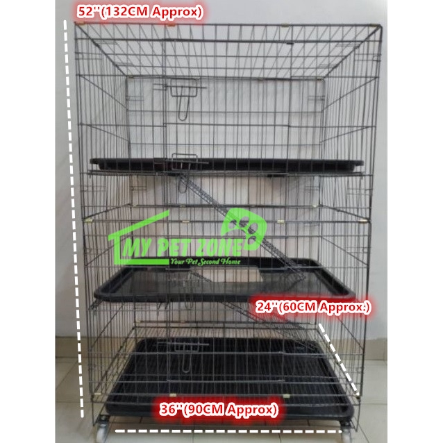 Cat Cage 3Ft 3 Layer Full Tray Cage / Sangkar Kucing 3 Tingkat 36 