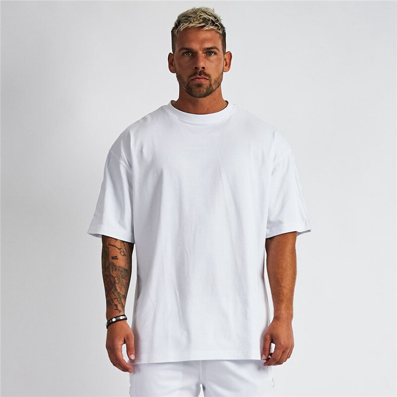 Muscleguys Oversized T shirt Men Gym Bodybuilding and Fitness Loose