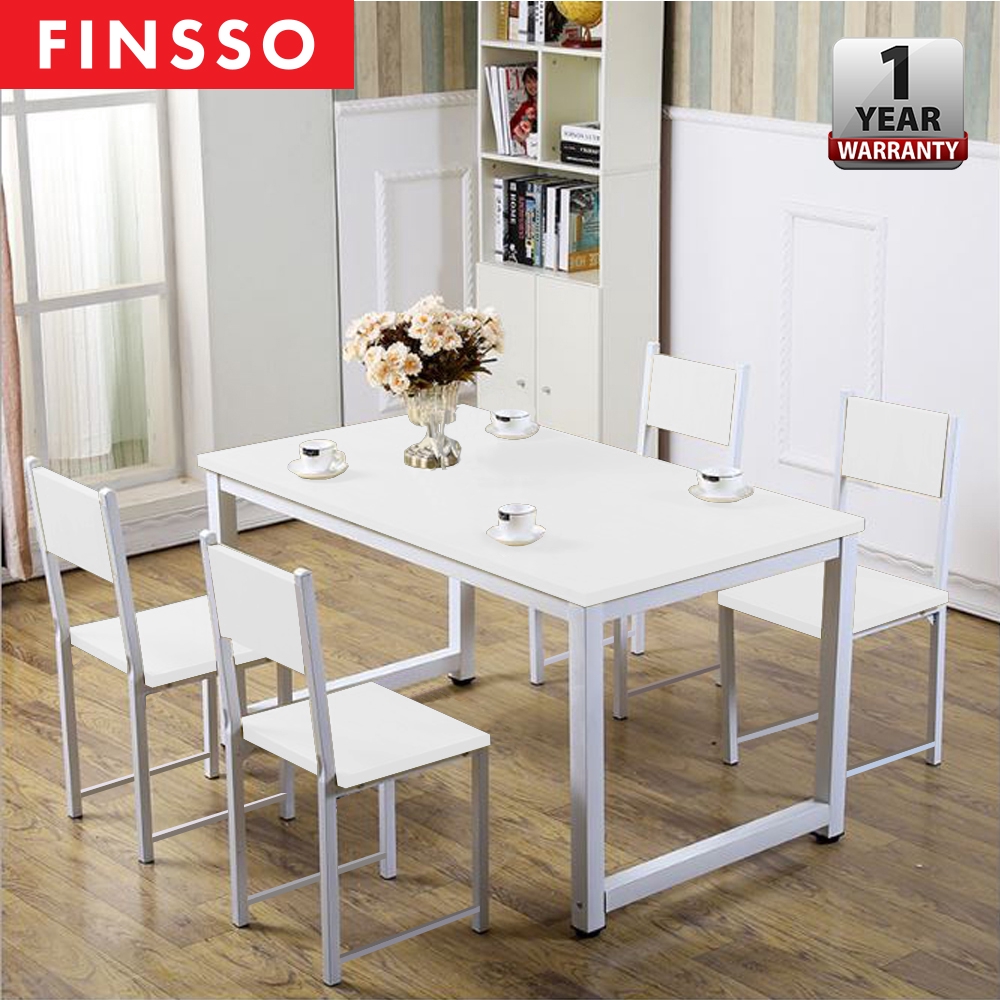 Finsso Contemporary White Black Steel Rectangular Design Dining Table Shopee Malaysia