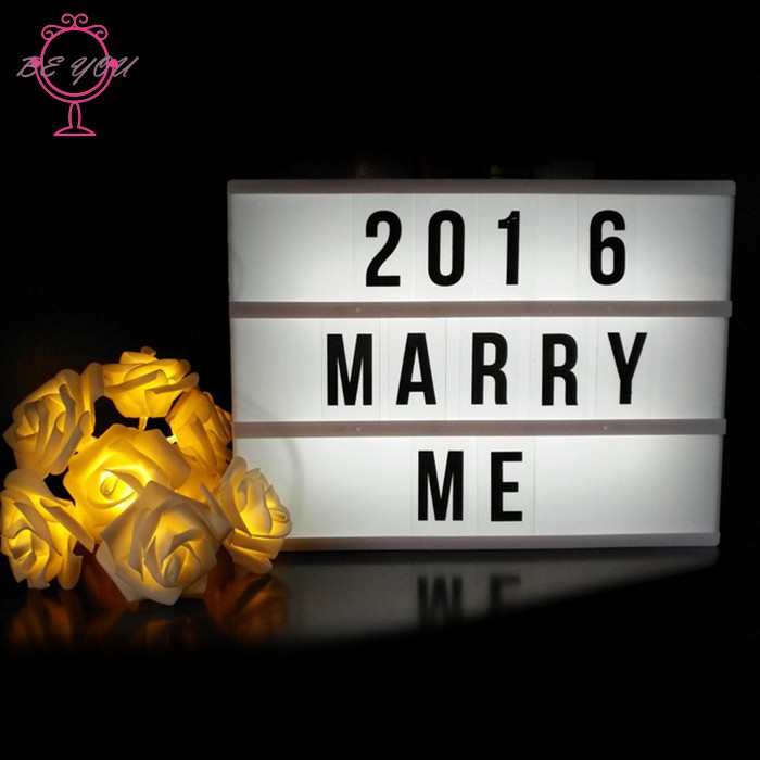 Gold LED A6 Cinematic Lightbox Emojis.90 letters Magnetic,USB,Batteries