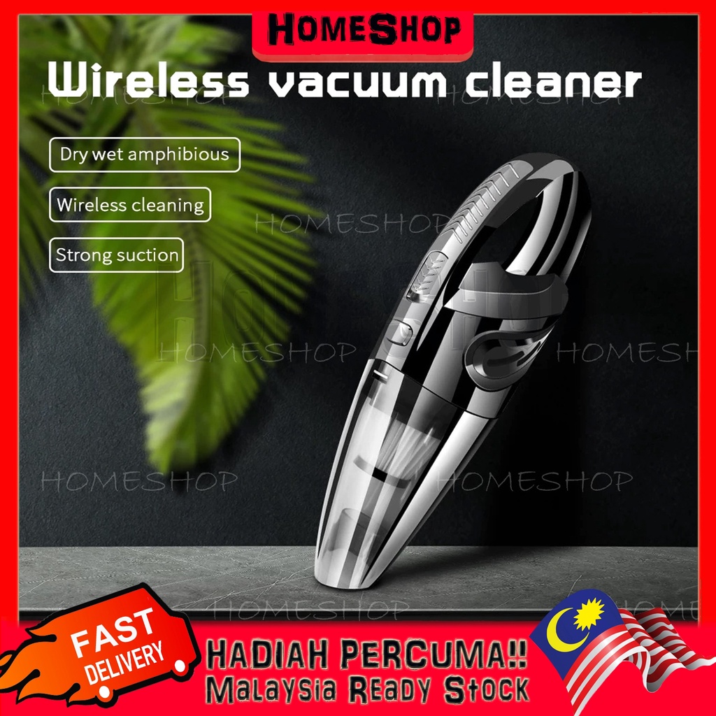 🏠HomeShop🏠 Rechargeable Wireless Portable Handheld Car Vacuum Cleaner Household120W Dry Wet Vacuum Kereta Vacumn