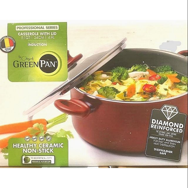 The Original Green Pan Diamond Red 24cm casserol w/lid Shopee Malaysia
