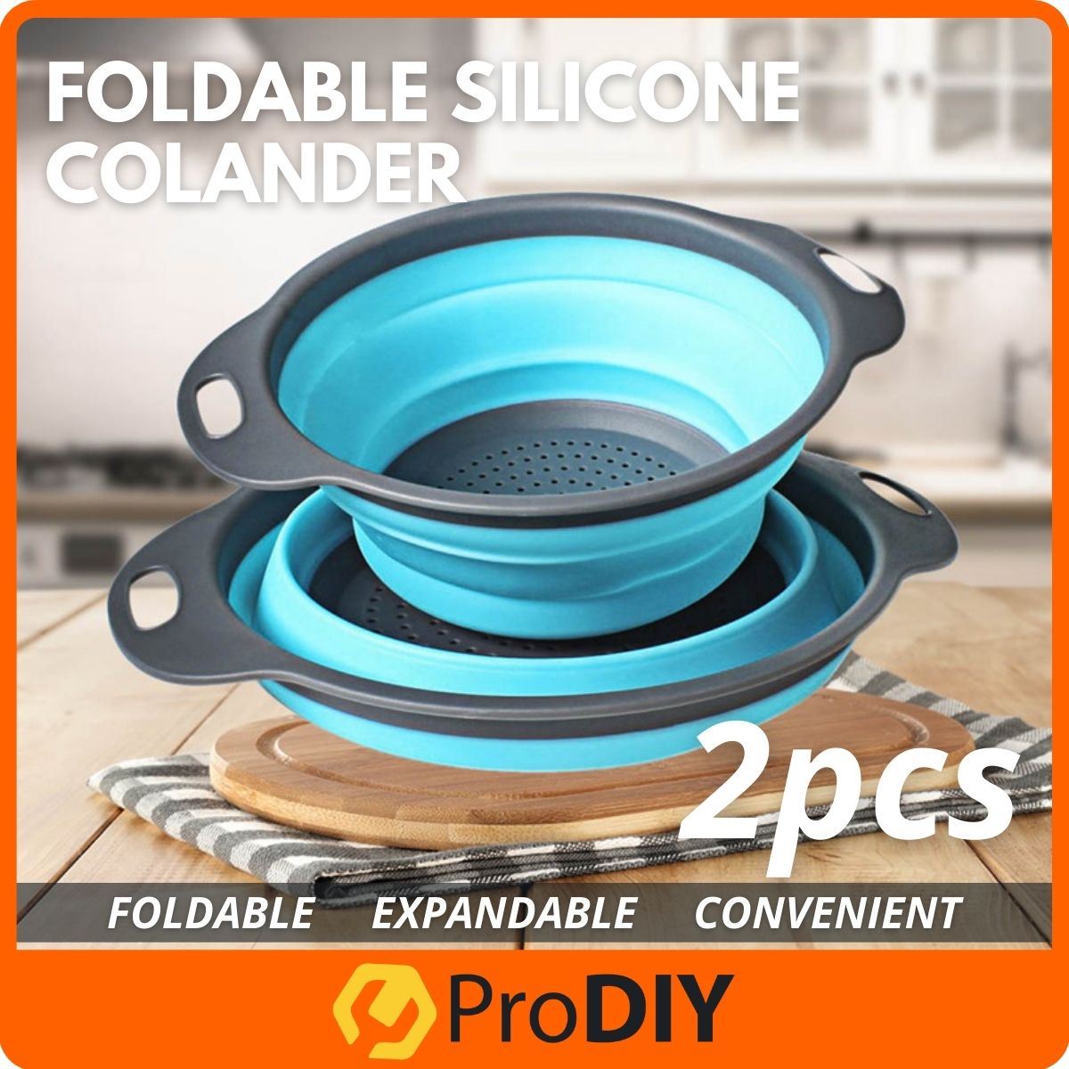 FD3882PC 2pcs Foldable Strainer Basket Collapsible Colanders Foldable Strainer Basket Food-Grade Silicone Collapsible