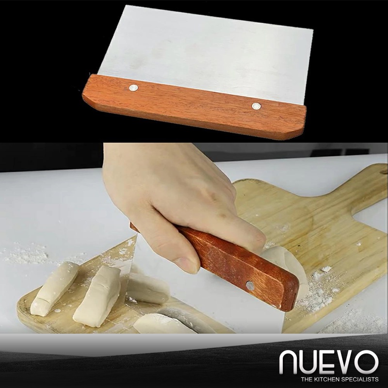 Stainless Steel Pizza Dough Scraper Wooden Handle Cake Cutter Slice Bread Blade Pastry Spatulas Cutter Kitchen Baking