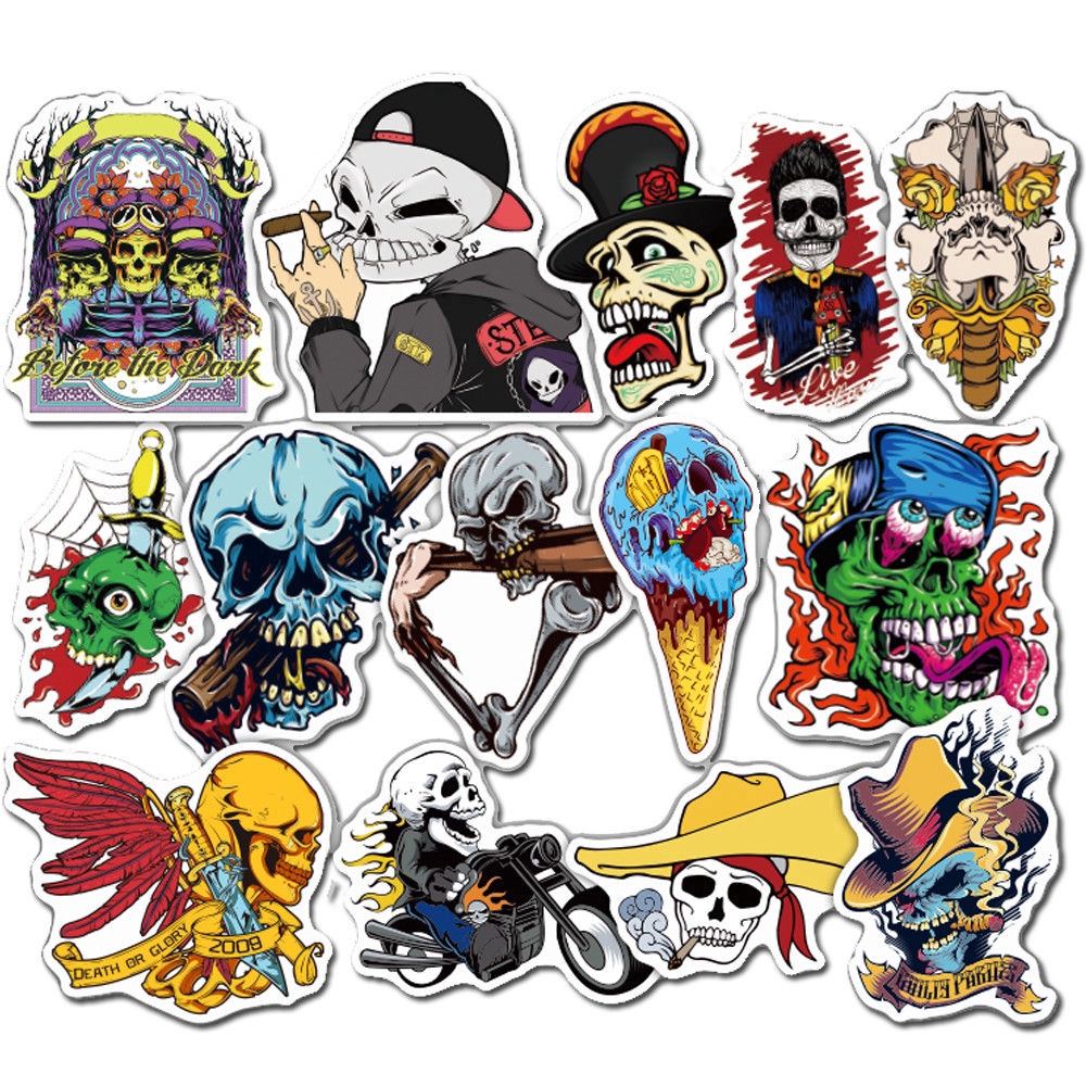 50Pc Scary Horror Themed Mixed Skateboard Stickers Skull Blood Gore Sticker Bomb 