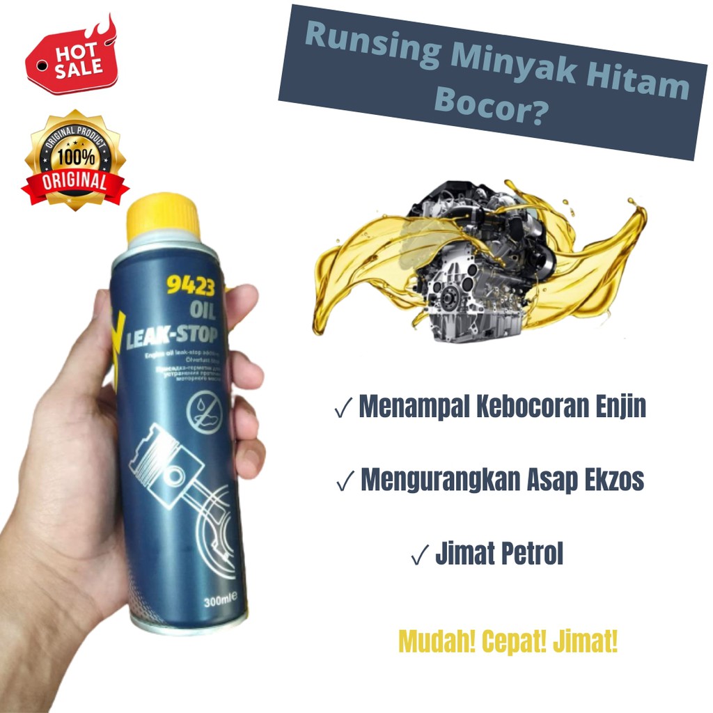 Mannol Oil Stop Leak Risau Kereta Minyak Leaking Minyak Hitam Penampal Penutup Enjin Bocor Shopee Malaysia