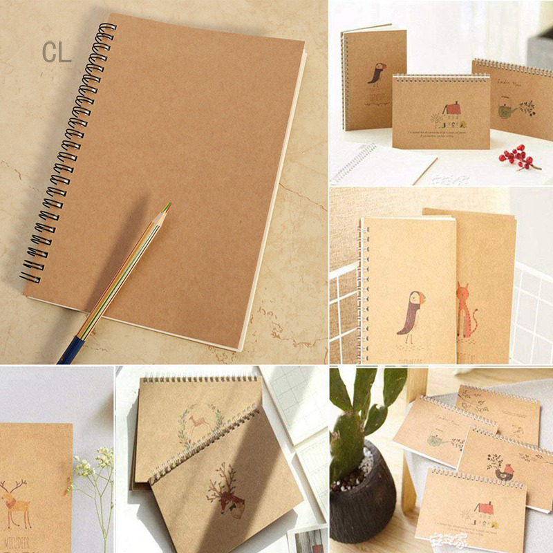 Kraft Cover Blank Page Note Book Sketchbook Block Reporters Note Pad School Office Notebooks HOS007