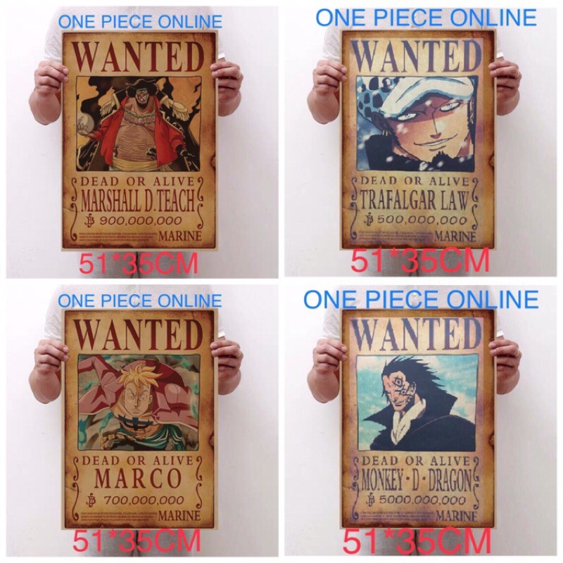 One Piece Wanted Poster Marco Arlong Edward Newgate Trafalgar Law Roger Luffy Mugiwara Hot Item Top Sales Dead Or Alive Shopee Malaysia