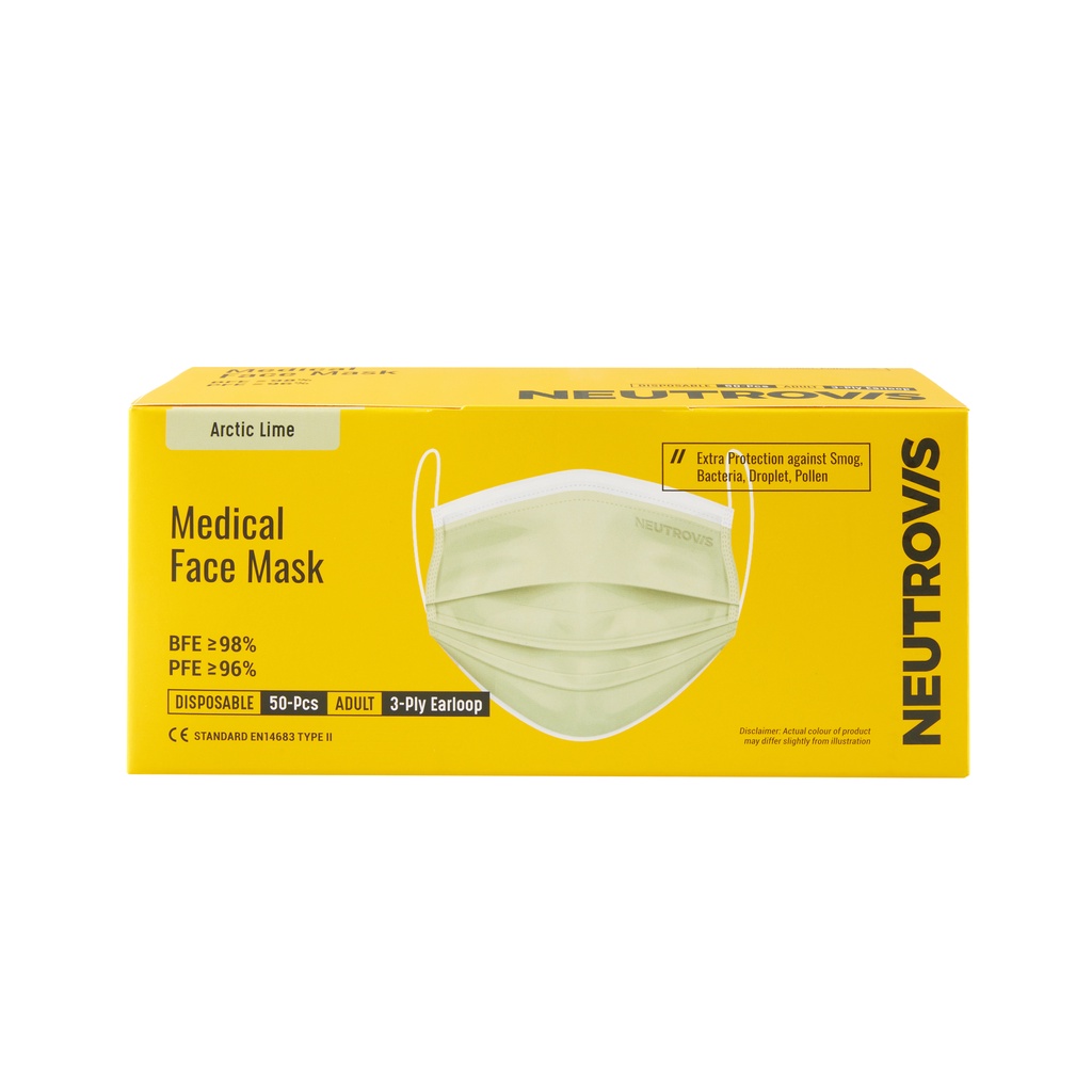 Neutrovis 3Ply Basic Medical Face Mask Arctic Lime Shopee Malaysia