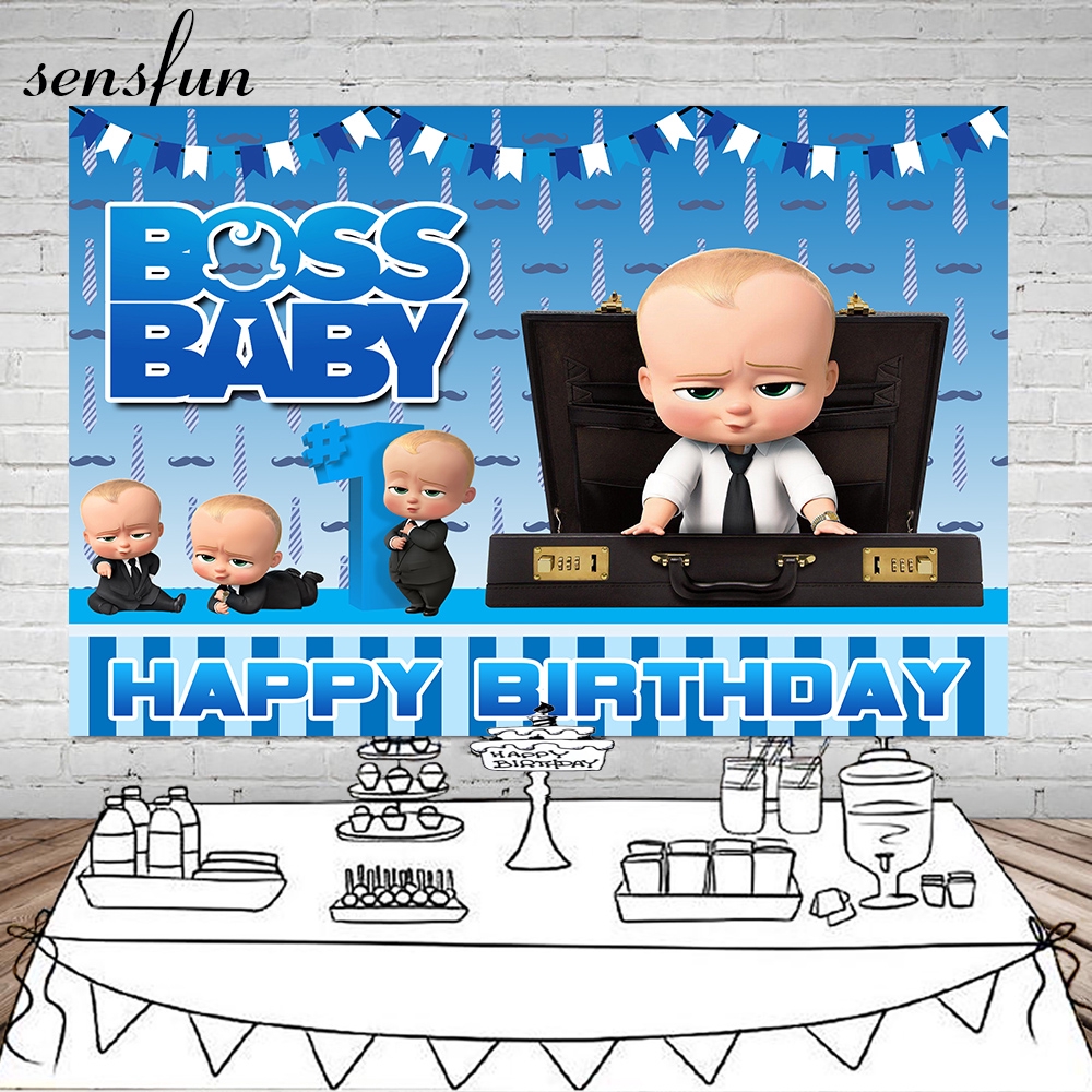 Boss Baby Blue Bakcdrop For Baby Shower Birthday Party Cute Backgrounds Custom Name Photos Shopee Malaysia