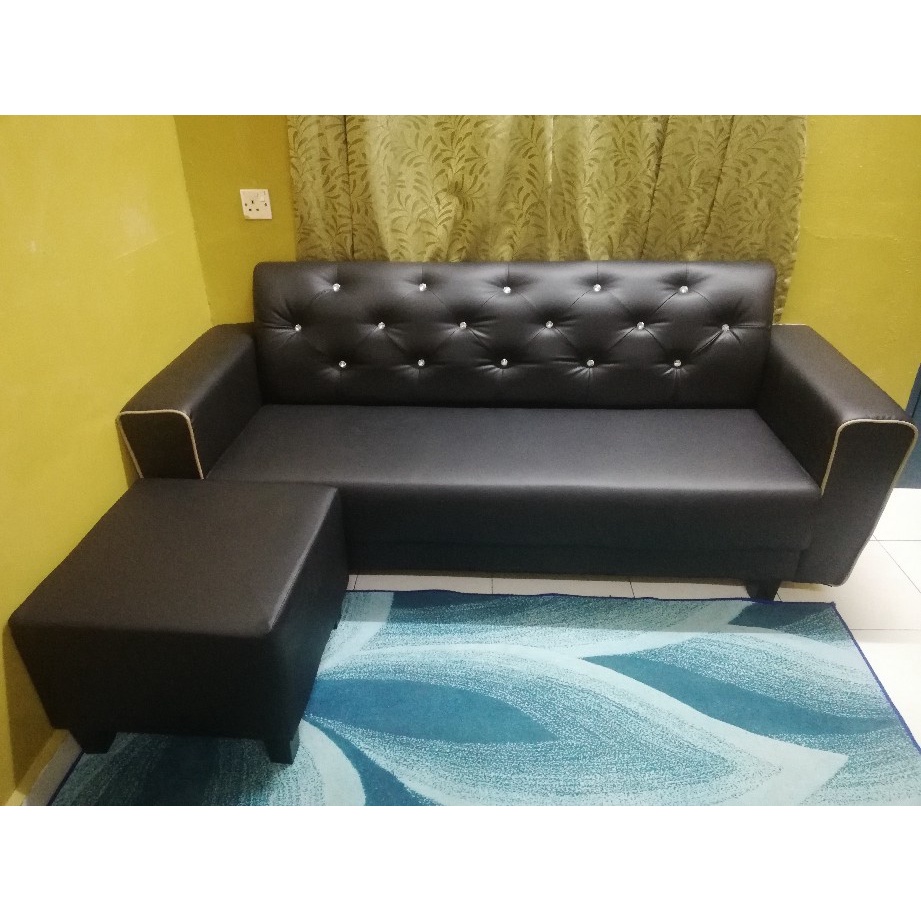 Direct Factory Harga Kilang Free 1 Stool PVC Sofa Kulit 3 Seater PVC ...