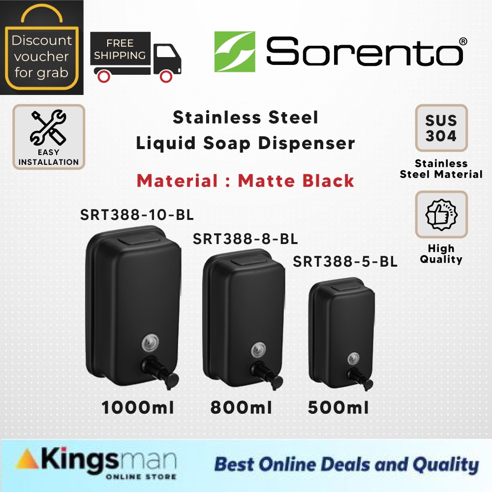 [Kingsman] Sorento Soap Dispenser 1000ml Stainless Steel Liquid Kitchen
