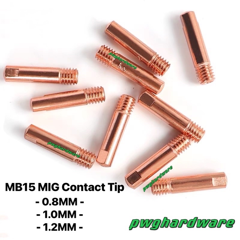 0.8mm Mig Welding Welder Round Contact Tips for MB15 Euro Torches 10pk
