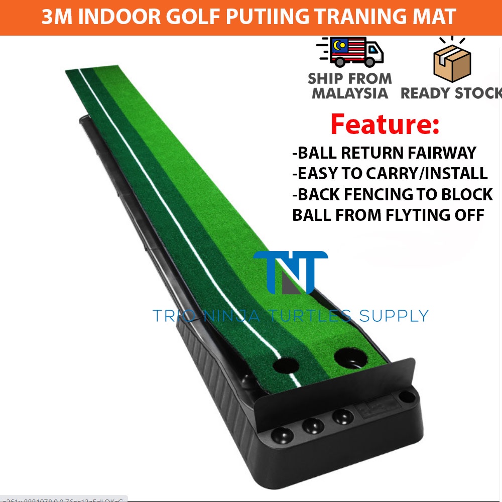 (READY STOCK) Ball Return 3M Indoor Golf Putting Trainer Portable Golf Practice Putting Mat Golf Putter Green