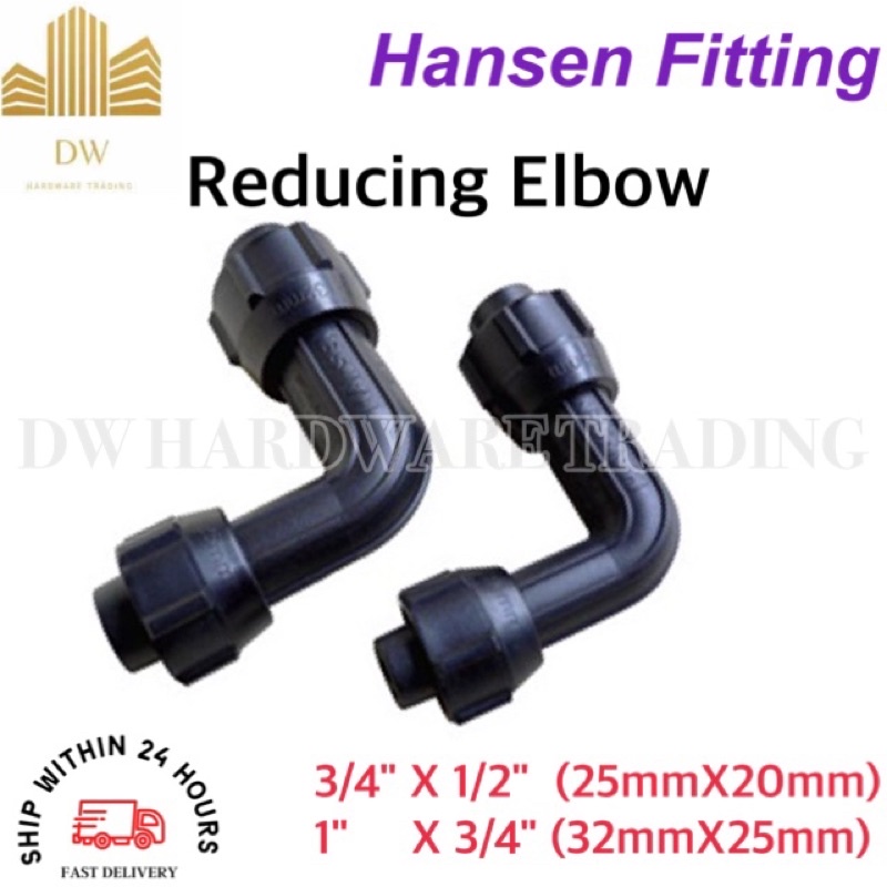 Ready StockHansen Fitting Reducing Elbow/Reducing Bend Poly Aluminium Pipe)3/4"X1/2"(25mmX20mm)1" X 3/4"(32mmX25mm)