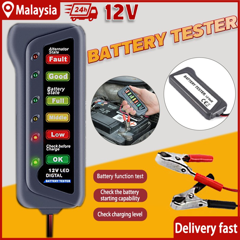 Alat Test tahap kuasa bateri Kereta Car Battery Tester meter Automotive ...