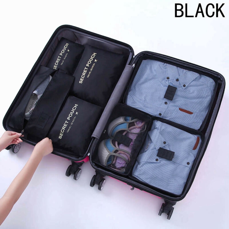7PCS Cube Travel Luggage Storage Bag Packing Clothes Socks Makeup Organizer UK