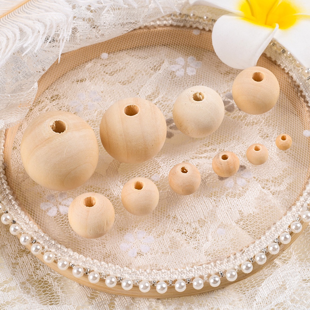 【JS454】5-100Pcs 6-30mm Natural Wood Spacer Loose Beads For Jewelry Making Lead-Free Diy Bracelet Necklace Charms Round Wooden Ball Bead