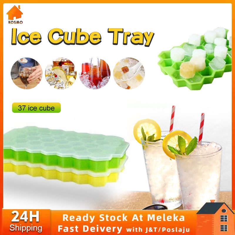 37 HOLES  Ice Cube Tray With Cover Ice Cube Tray Silicone Ice Cube Maker Ice Cube Mold Ais Tray Bekas Ais Cube 硅胶冰格