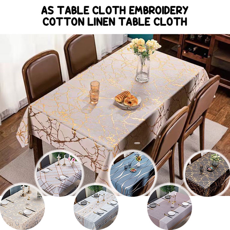 AS Table Cloth Embroidery Cotton Linen Table Cover Tablecloth Kitchen